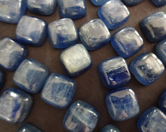 10x10mm Natural Kyanite Cabochon, Square Cabochon, Polished Stone, Blue Cabochon, Natural Stone, Deep Blue, Silvery Effect, Gemstone Jewelry