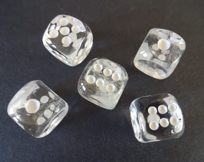 15mm Natural Clear Quartz Dice, 6 Sided Die, Clear Crystal Dice, Gemstone Dice, Natural Gemstone Dice, Gemstone Game Piece, Board Game