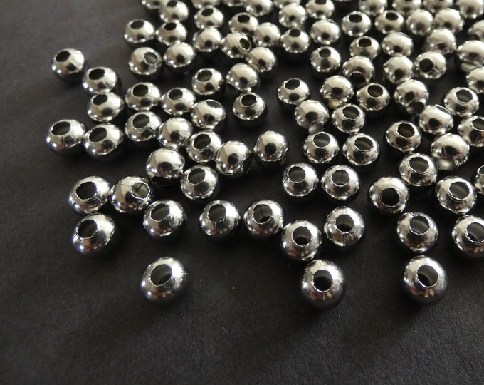 200 PACK 304 Stainless Steel 6mm Ball Beads, Silver Color, 2mm Hole, Classic Round Beads, Jewelry Making Supply, Metallic, Steel Beads