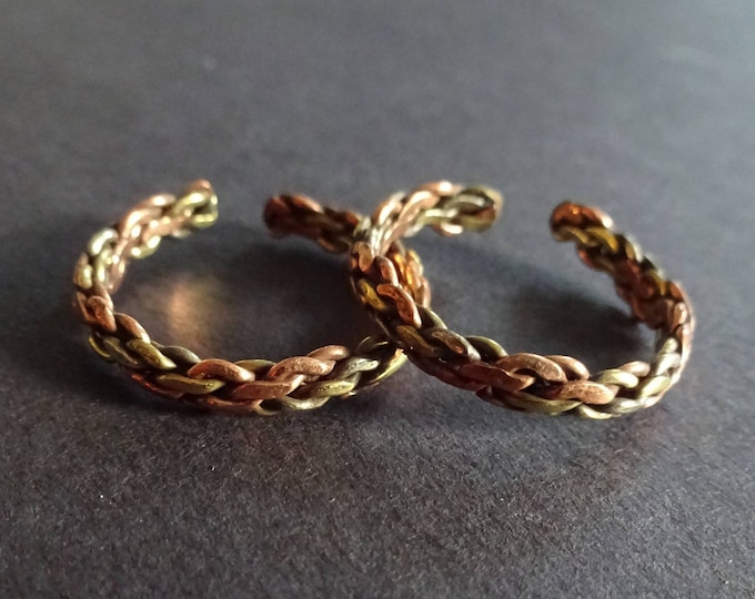 Chain Link Ring, Copper and Brass, Adjustable Ring, Two Tone Ring, Copper Band, Linked Ring, Copper Band, Adjustable Band, Twist Ring