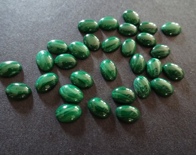 7x5mm Natural Green Malachite Gemstone Cabochon, Oval Cabochon, Polished, Stone Cabochon, Natural Gemstone, Striped, Malachite Gemstone