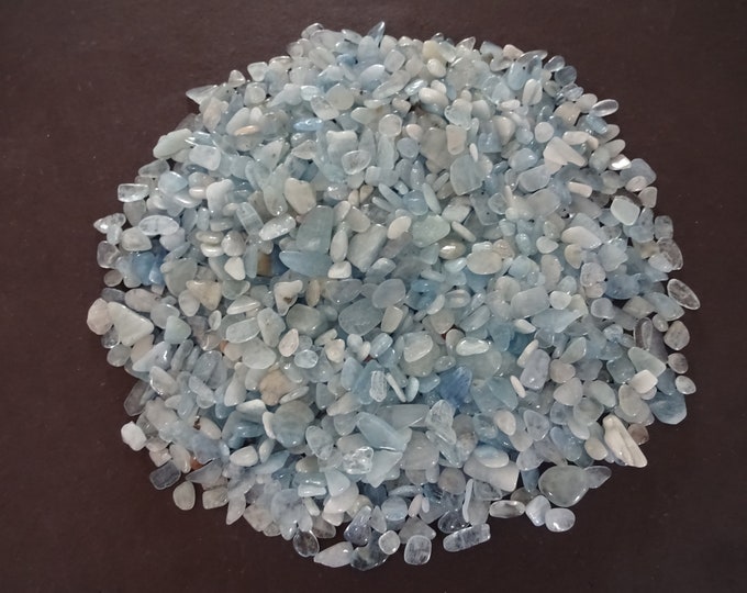 Half Pound Natural Aquamarine Chips, Undrilled, 3-15x1-30mm Size, 250 Grams, 8.8 Ounces, No Holes, Gem Pieces, Genuine Aquamarine Nuggets