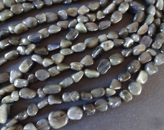 16 Inch 5-11mm Natural Labradorite Nugget Bead Strand, About 52 Beads, Gemstone Nuggets, Natural Gemstone, Translucent Gray Stone Bead