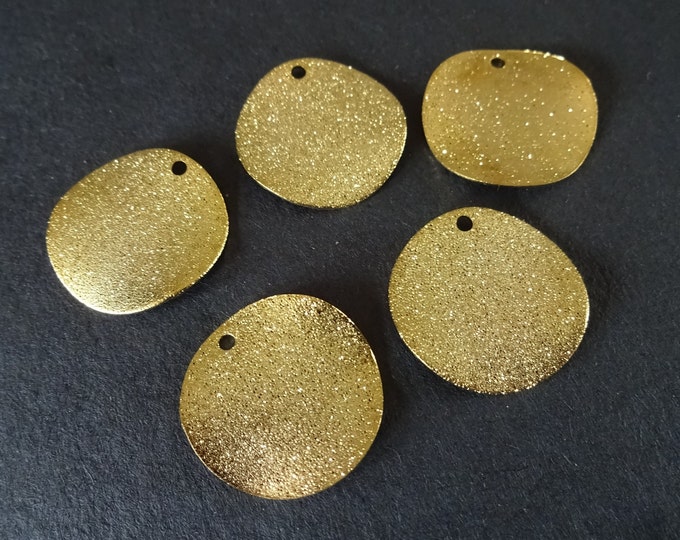 5 PACK 20mm Gold Plated Brass Wavy Circle Charms, Round Charms, Gold Round Charm, Textured Finish, 18k Gold Plating, Brass Charm, Gold