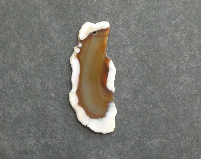 59x24mm Natural Agate Pendant, Gemstone Pendant, Brown, Dyed, One of a Kind, Only One Available, Large Agate Nugget, Unique Agate Charm