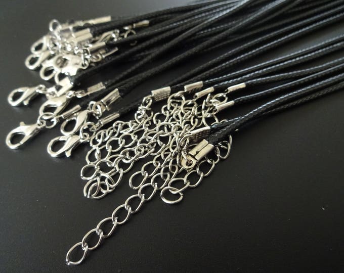 17 Inch Simple Cord, Basic Cords, Waxed Cord Necklace, Black Cord, Lobster Claw Clasp, Extender Chain, Jewelry Cords, Pendant Necklace