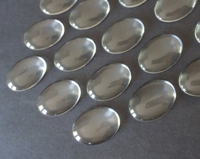 25x18mm Transparent Glass Cabochon, Oval Cabochon, Clear Glass Gem, Glass Jewelry Making, Glass Cab, Simple Glass Stone, Glass Crystal