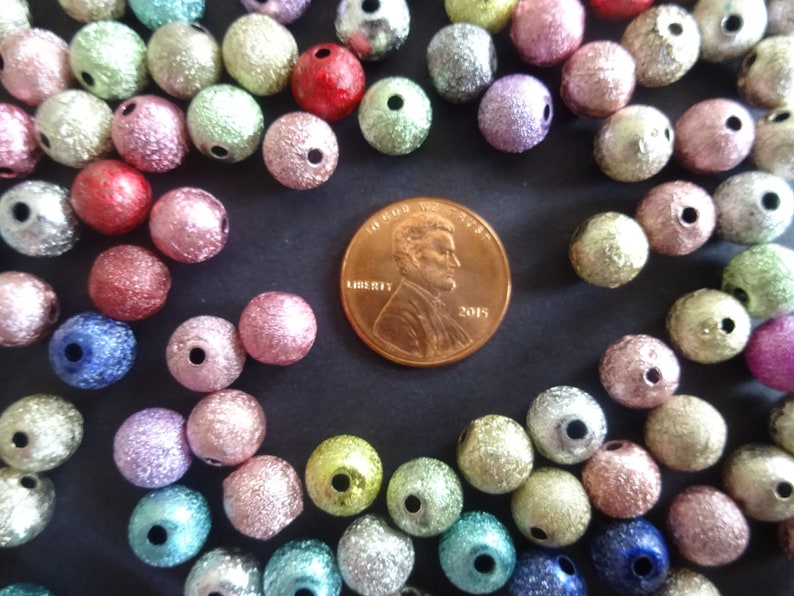 Pastel Textured Bead Metallic Multicolor Rainbow Shiny 8mm Round Bead Mixed Color Matte Style 8mm Spray Painted Acrylic Beads