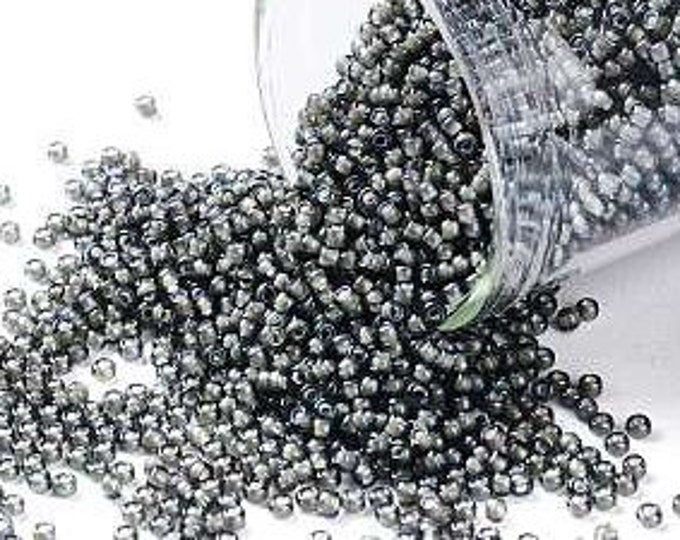 15/0 Toho Seed Beads, White Lined Navy Luster (383), 10 grams, About 3000 Round Seed Beads, 1.5mm w/ .7mm Hole, Luster Finish