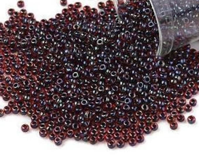11/0 Toho Seed Beads, Black Lined Dark Ruby Luster (400), 10 grams, About 1110 Round Seed Beads, 2.2mm with .8mm Hole, Luster Finish
