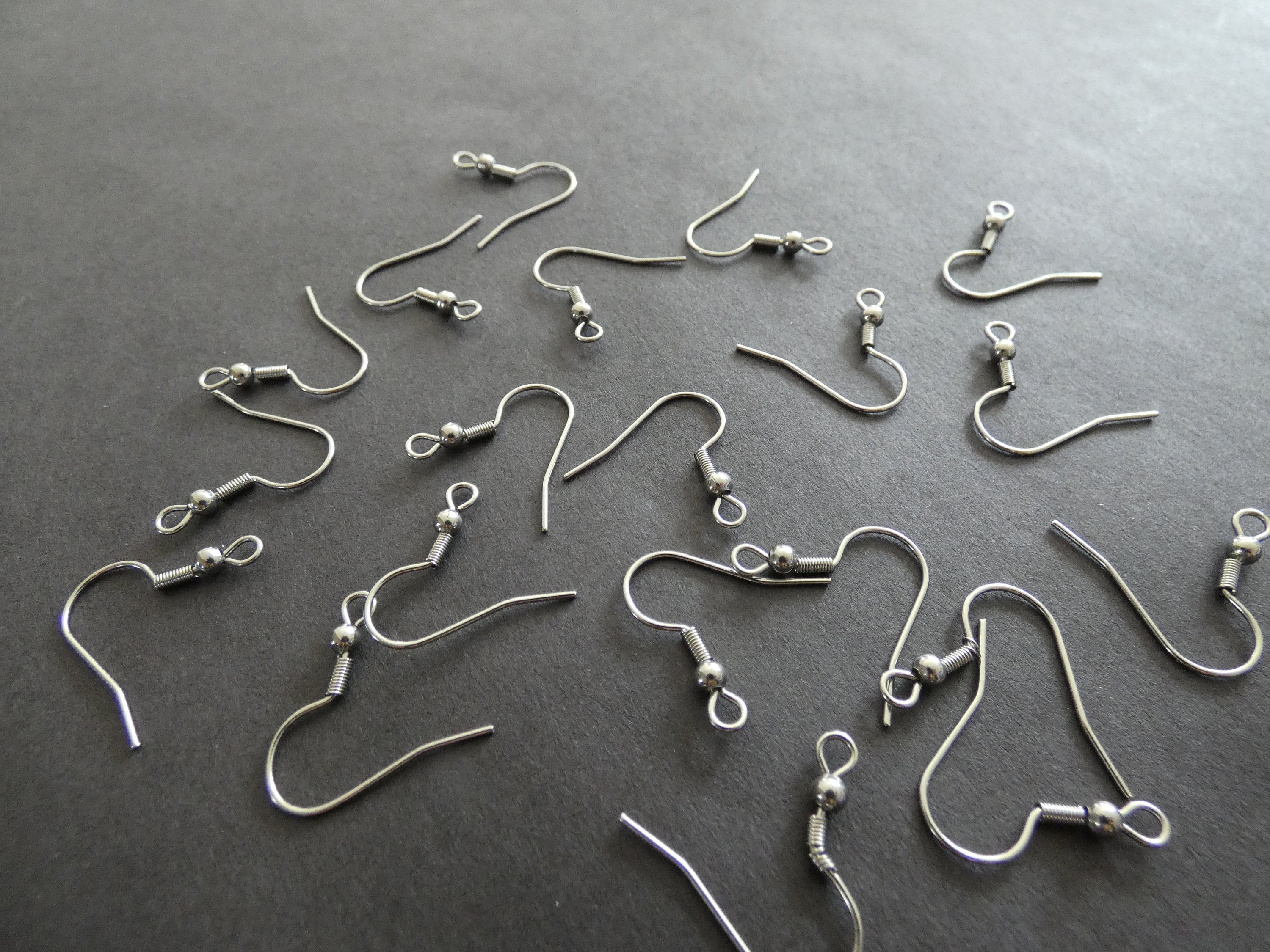 20 PIECE PACK 20.5mm 304 Stainless Steel Earring Hooks, Fishhook