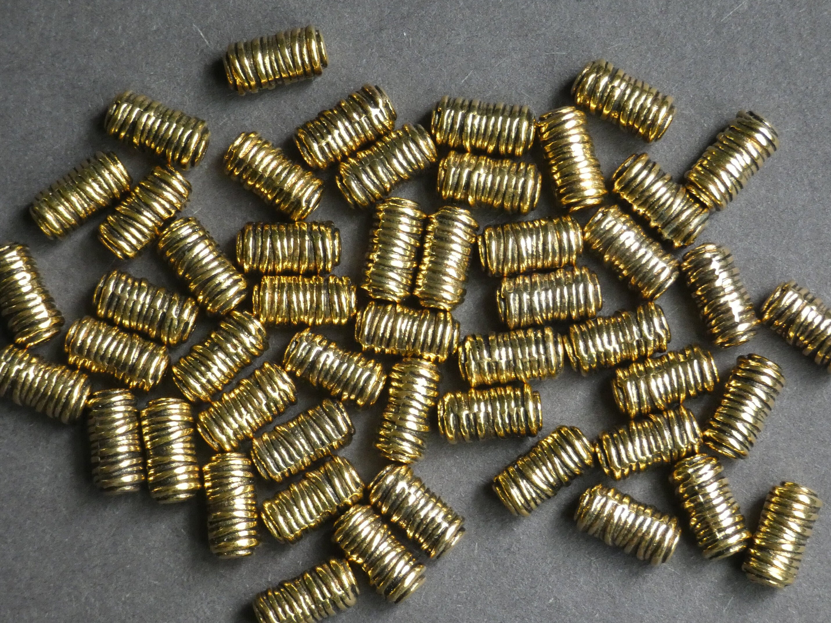 50 PACK 11mm Metal Tube Beads, Rope Design, Rope Bead, Column Bead