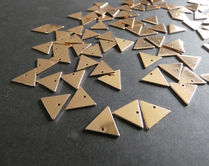 14x12mm Alloy Metal Triangle Charm, Shiny Metallic Rose Gold Color, Triangle Pendant, Basic Jewelry Tag Charms, 1mm Hole, Lightweight