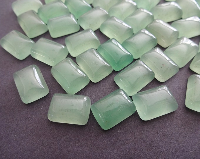 14x10mm Natural Green Aventurine Cabochon, Rectangle Gemstone Cabochon, Light Green Gem, Polished Gem, Lot Of Aventurine, Jewelry Stones