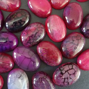 24.5x17mm Natural Dragon Veins Agate Cabochon, Dyed, Oval Cabochon, Pink & Black Agate, Polished Stone Cabochon, Natural Agate Crystals