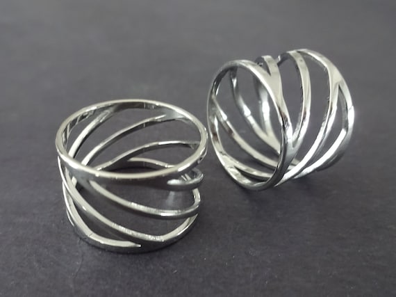 Criss Cross Cut Stackable Stainless Steel Ring Criss Cross Cut Stackable Stainless Steel Ring