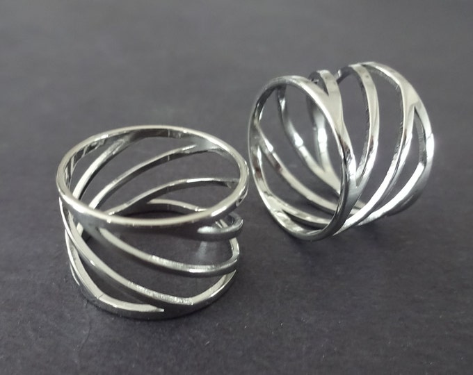 Stainless Steel Crosscut Ring, Silver Color, Cut Out Design Ring, Sizes 7-11, Handcrafted Steel Band, Thumb Ring, Elegant Criss Cross Ring