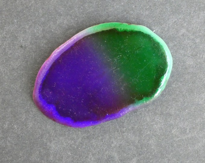 67x43mm Natural Agate Slice Cabochon, Gemstone Cabochon, Dyed, Two Tone Agate Slice, One of a Kind, Only One Available, Unique Agate Nugget