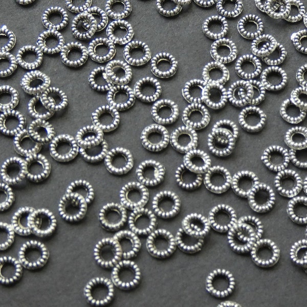 200 PACK of 4mm Donut Spacer Beads, Tibetan Style Metal Bead, Metal Donut Bead, Silver Donut Beads, Silver Metal Beads, Donut Spacer Bead