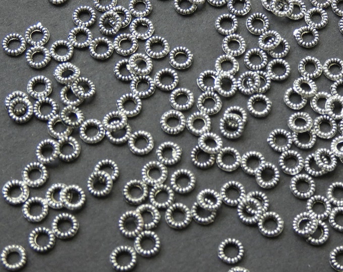 200 PACK of 4mm Donut Spacer Beads, Tibetan Style Metal Bead, Metal Donut Bead, Silver Donut Beads, Silver Metal Beads, Donut Spacer Bead