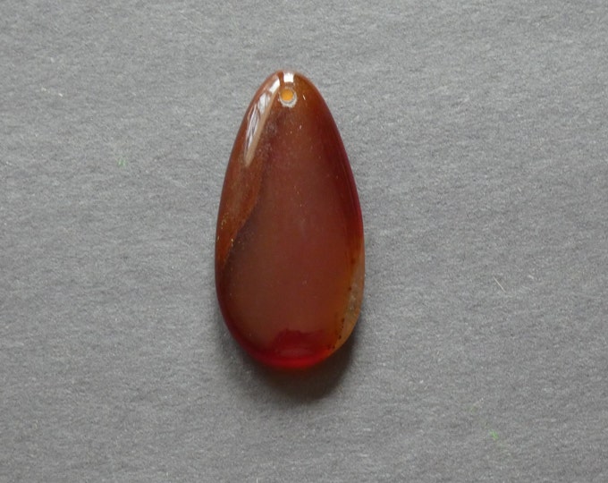 40x19mm Natural Brazil Crackle Agate Pendant, Gemstone Pendant, One of a Kind, Large Teardrop, Orange Agate, Dyed, Only One Available