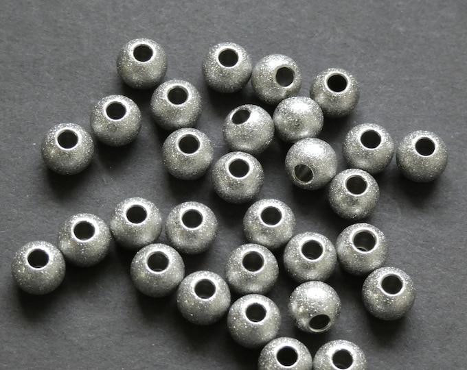 10 Pack of 8mm Round Stainless Steel Bead, Circular Metal Bead, Textured Ball Bead, Silver Stainless Steel Ball, 304 Stainless Steel Bead