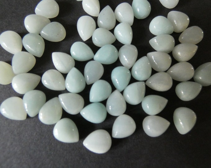 8x6mm Natural Amazonite Cabochon, Teardrop, Polished Gemstone, Light Blue and Green, Natural Gem, Semi Transparent, Small Teardrop Stone