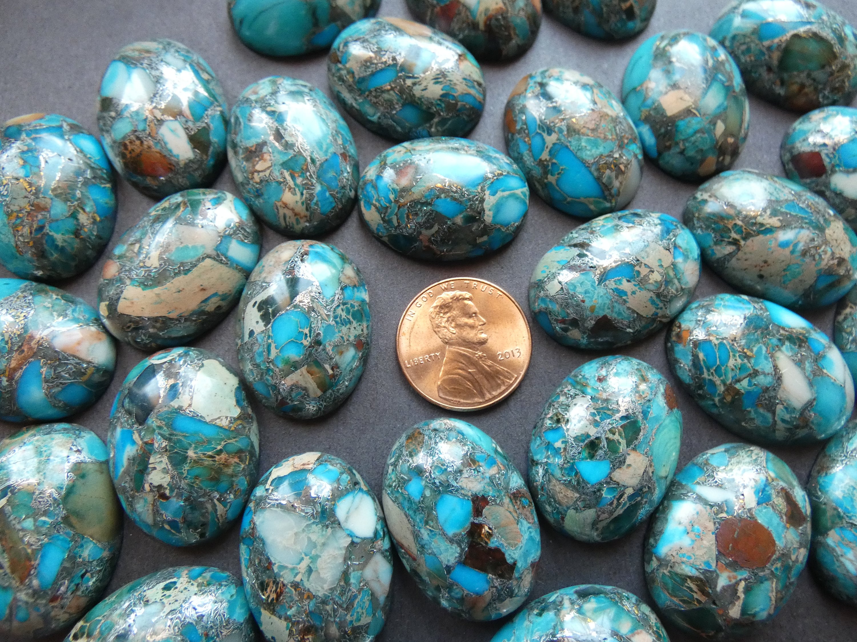18x26mm Blue Regalite Cabochon With Silver Lines, Oval 18x26mm Blue Regalite Cabochon With Silver Lines, Oval