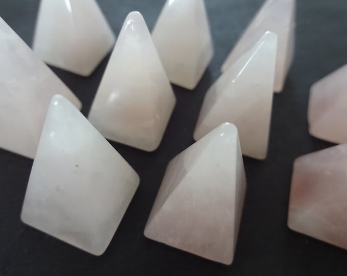 25x14mm Natural Rose Quartz Pyramid Cabochon, Triangle Cab, Pink Quartz Crystal, Undrilled, Polished Gem, Pyramid Stone, Crystal Cabochon