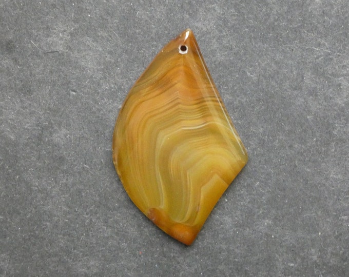 44x34mm Natural Fire Agate Pendant, Large Gemstone Pendant, Yellow, Dyed, One of a Kind, Only One Available, Unique Fire Agate Stone