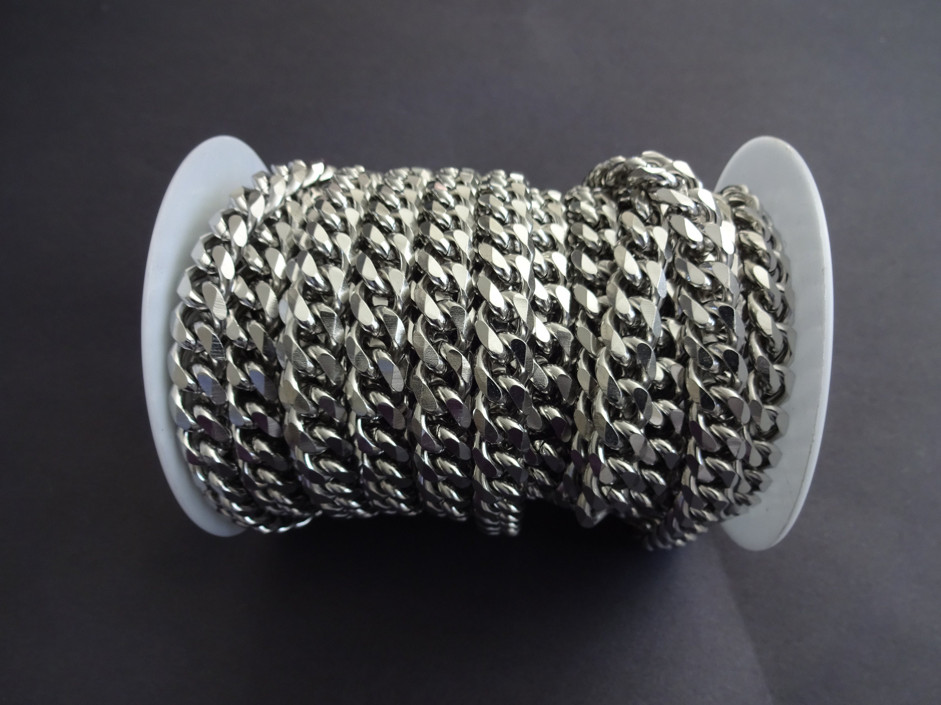 10 Meters 304 Stainless Steel Curb Chain, Soldered, 11x4mm Chain Bulk
