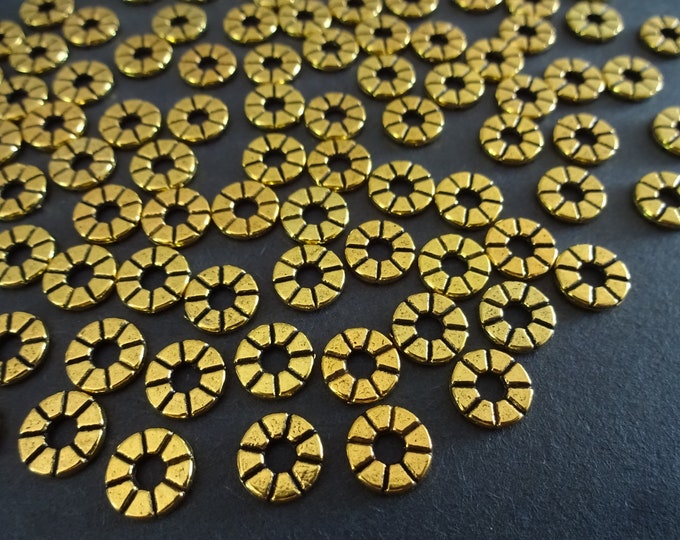 100 Pack of 8mm Metal Flower Bead, Circular Flower Bead, Metal Spacer, Gold Spacer Beads, Gold Metal Beads, Round Spacer Bead, Floral Bead