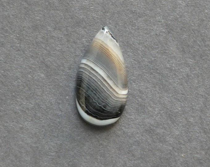 30x15mm Natural Striped Agate Cabochon, Gemstone Cabochon, Teardrop, Black, Dyed, One of a Kind, Banded Agate Cabochon, Unique Agate Stone