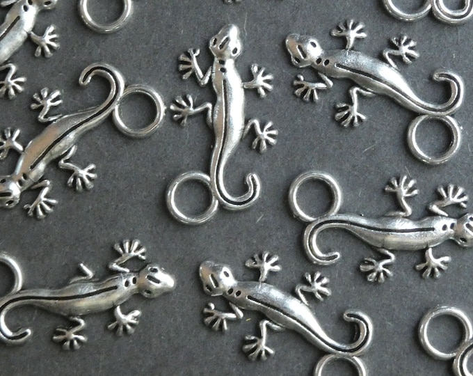 50 PACK of 22.5mm Lizard Pendant, Tibetan Style Metal Pendant, Metal Lizard Charm, Silver Lizard Pendant, Silver Metal Pendant, Lizard