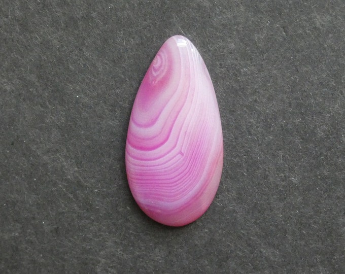 49x24mm Natural Striped Agate Cabochon, Large Teardrop, Pink, One of a Kind, Gemstone Cabochon, Only One Available, Banded Agate Cabochon