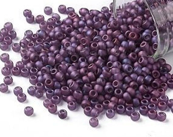 8/0 Toho Seed Beads, Raspberry Matte Luster (625F), 10 grams, About 222 Round Seed Beads, 3mm with 1mm Hole, Matte Finish