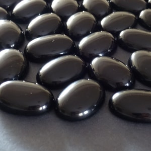 25x18mm Natural Black Agate Gemstone Cabochon, Oval Cabochon, Polished Gem, Black Cabochon, Natural Stone, Agate Jewelry Making Gem