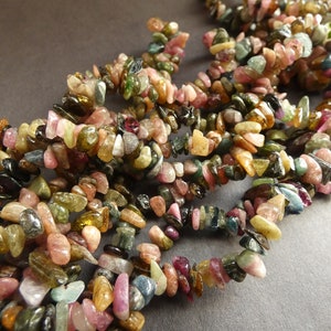 34 Inch 4-12mm Natural Tourmaline Bead Strand, About 200 Beads, Pink and Green Stone, Drilled Tourmaline Nuggets, Polished Crystal Beads