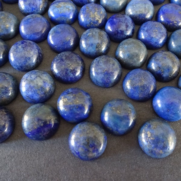 12mm Natural Lapis Lazuli Gemstone Cabochon Dyed, Round Dome Cabochon, Polished, Blue Gemstone, Mineral Stone, Lapis Stone, Golden Flecks