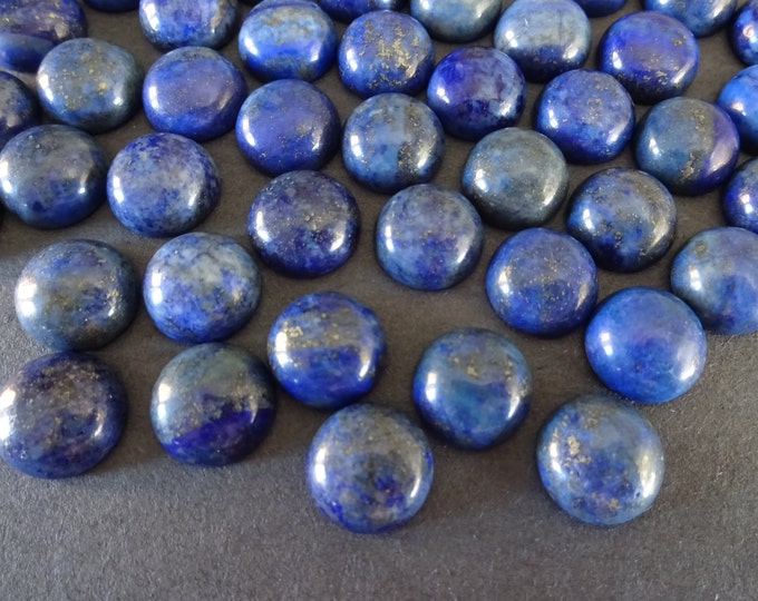 12mm Natural Lapis Lazuli Gemstone Cabochon Dyed, Round Dome Cabochon, Polished, Blue Gemstone, Mineral Stone, Lapis Stone, Golden Flecks