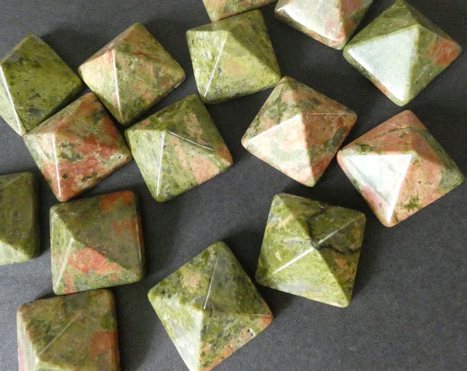 20x20mm Natural Unakite Cabochon, Pyramid Gemstone Cabochon, Pink & Green Stone, Unakite Jasper, Triangle Cab, Crystal Pyramid Stone
