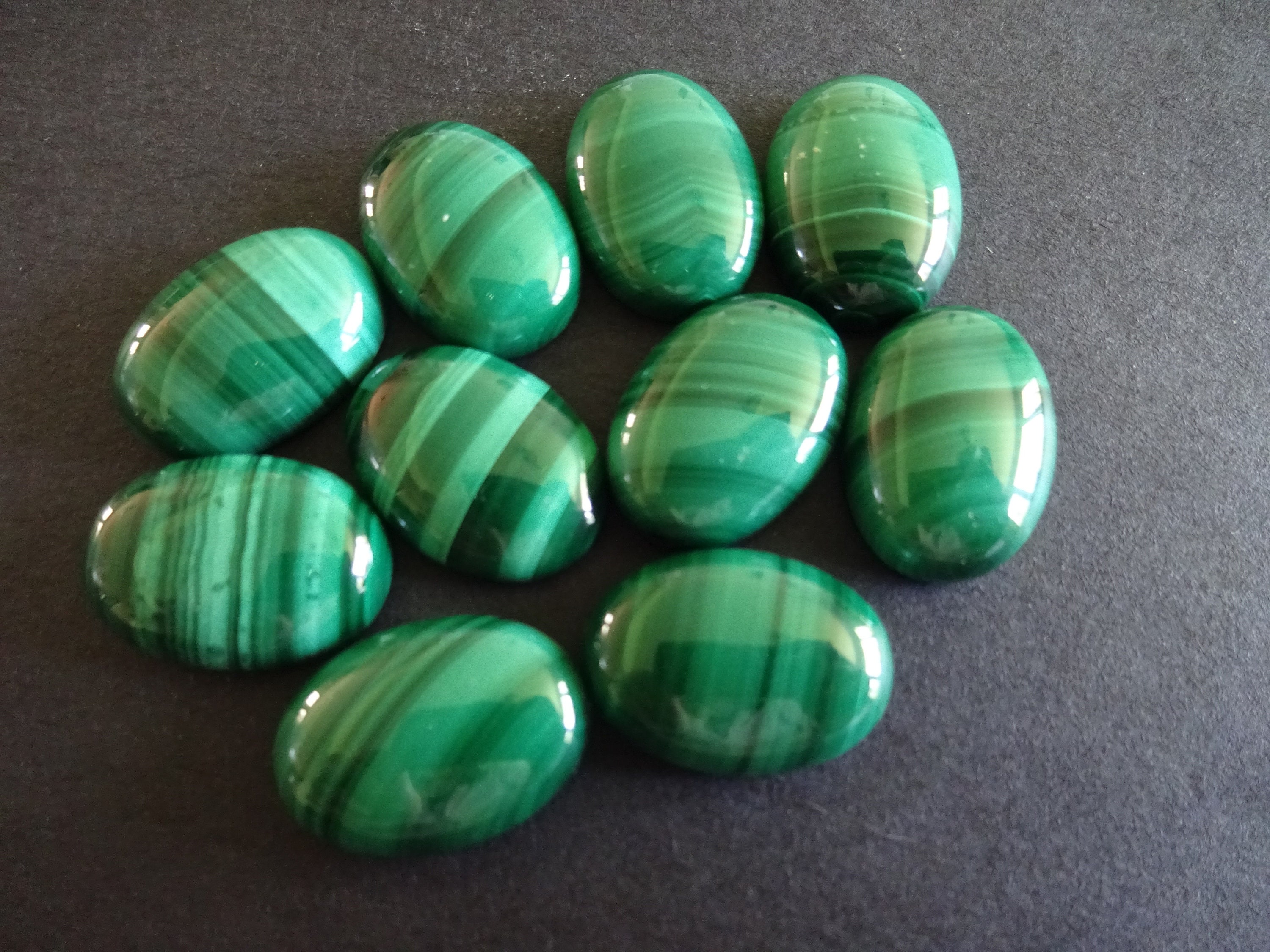 Green Tones Accented With Black Striations Gemstone Cabochon Natural Malachite Oval 9x11mm Cabochon