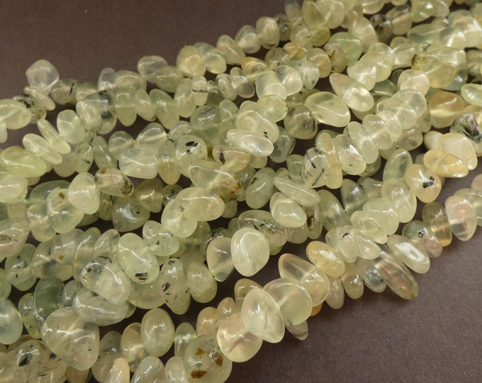 15-16 Inch 4-14mm Natural Prehnite Bead Strand, About 150 Beads, Natural Stone, Gemstone Pebble, Pale Green Stone, Drilled Prehnite Crystal