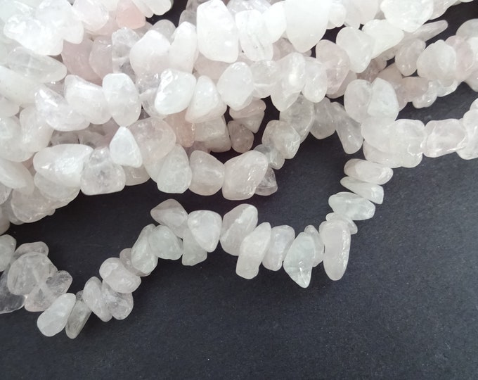 34 Inch 5-13mm Natural Rose Quartz Beads, About 240-420 Gemstone Beads, Quartz Nugget Stone, Light Pink Quartz, 1mm Hole, Drilled, Polished