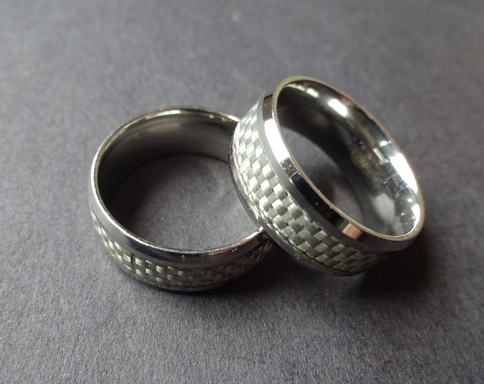 Titanium Silver Color Ring With Mesh Pattern Band, Handcrafted Titanium Band, Women & Men's Ring, Unisex Wedding Jewelry, Mesh Pattern Band