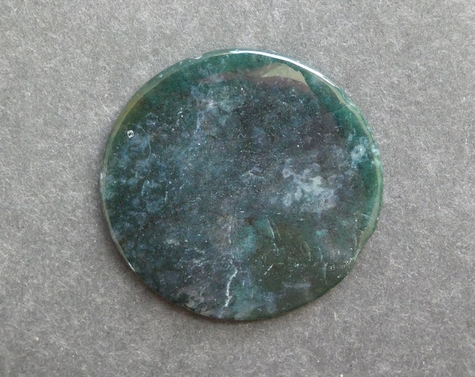 57x5mm Natural Indian Agate Cabochon, Large Gemstone Cabochon, Green, Flat Round Cab, One of a Kind, Only One Available, Unique Agate Stone