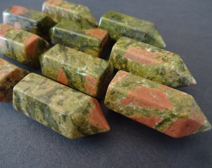 33-35mm Natural Unakite Stone Obelisk, Polished, Gemstone Column, No Hole, Decorative Stone, Large Unakite Gem, Gemstone Decor, Green & Pink