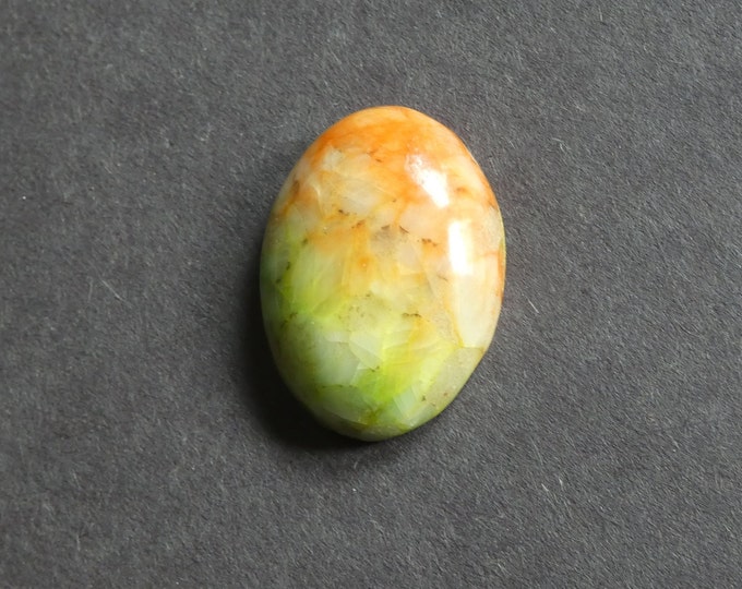 30x22x7.5mm Natural Calcite Cabochon, Gemstone Cabochon, Green and Orange, Dyed, One of a Kind, Only One Available, Multicolor Calcite Stone