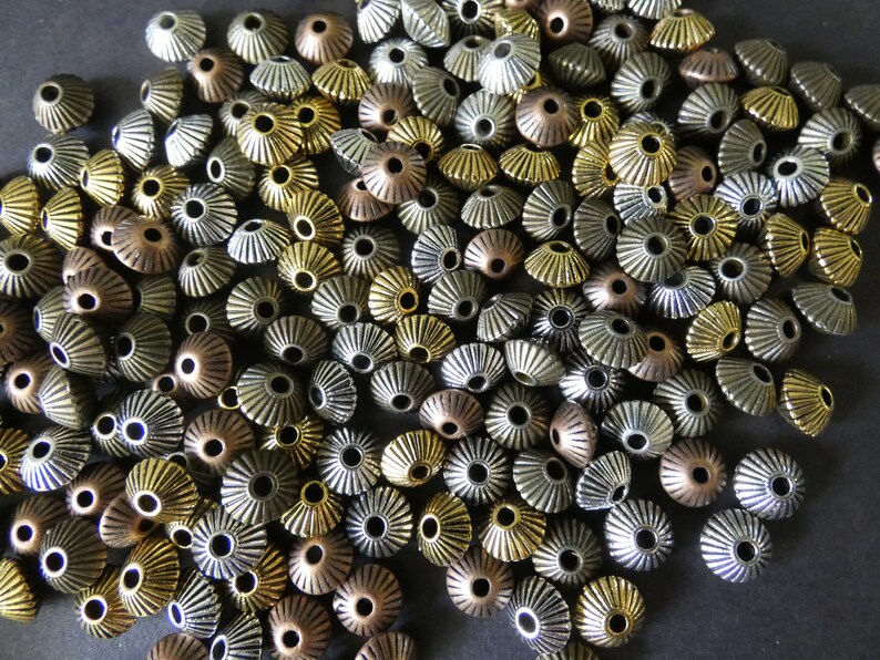 5 Color Mixed Lot Variety 1mm Holes European Style Beads Small Bicone Metallic Metal Spacers 100 Pack 8mm Bicone Tibetan Silver Beads