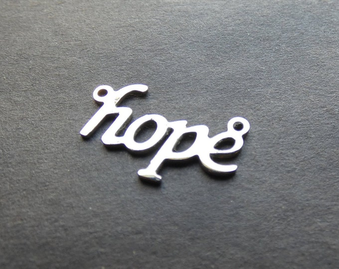 Stainless Steel 21x10mm Hope Charm, Cancer Awareness Pendant, Antiqued Silver Color, Cancer Survivor Jewelry, Silver Charm, Hope Pendant